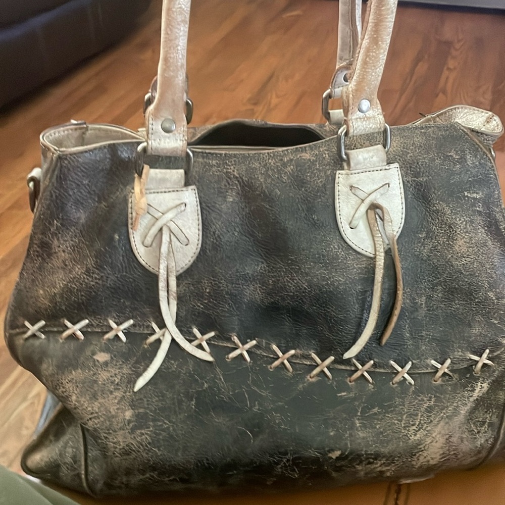 Bed Stu handbag distressed black and white used